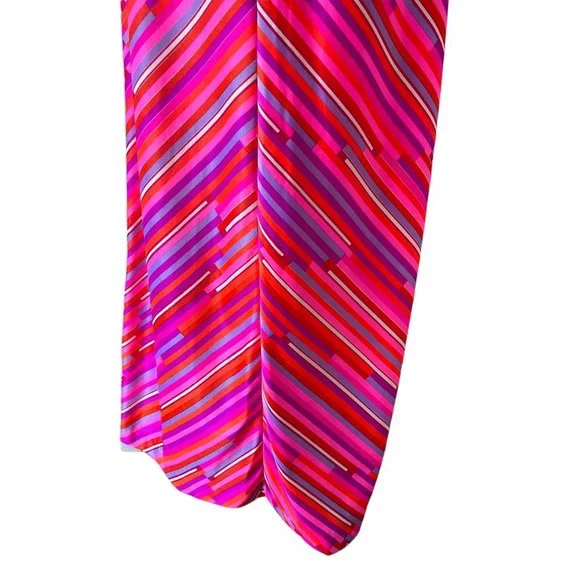 Vintage 60s Catalina Pink Stripe Halter Pool Party Full Length Dress 6 - Picture 3 of 11